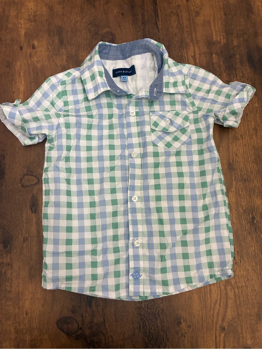Andy & Evan Boy’s 3T Gingham Short-Sleeve Button Up Shirt